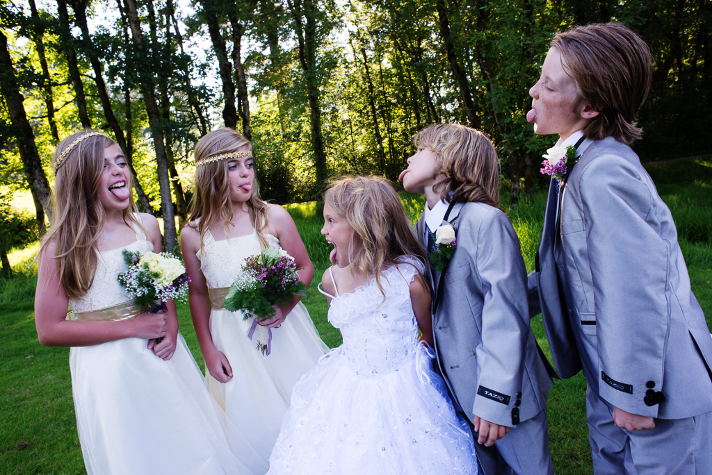 flower girls and ring bearers have a stand off