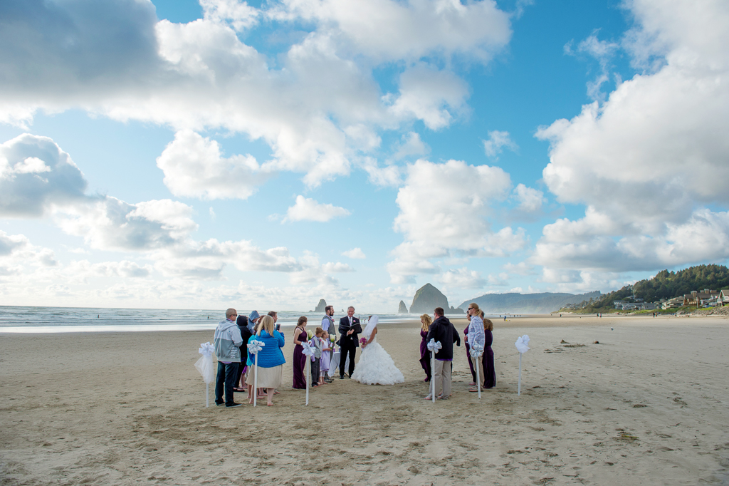a wedding ceremony on cannon beach