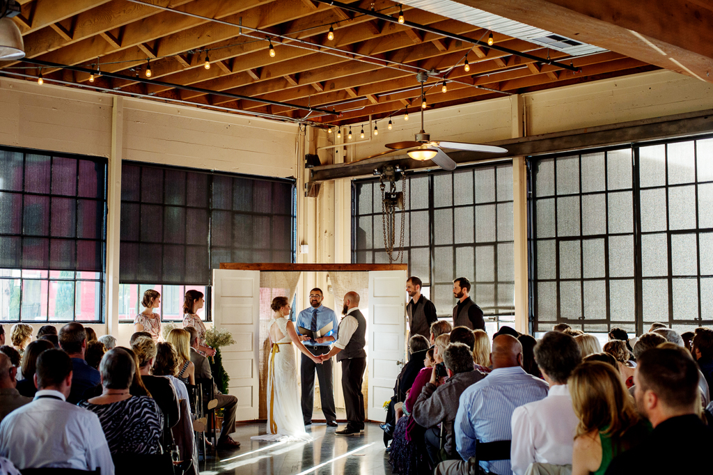 a wedding ceremony inside at castaway portland