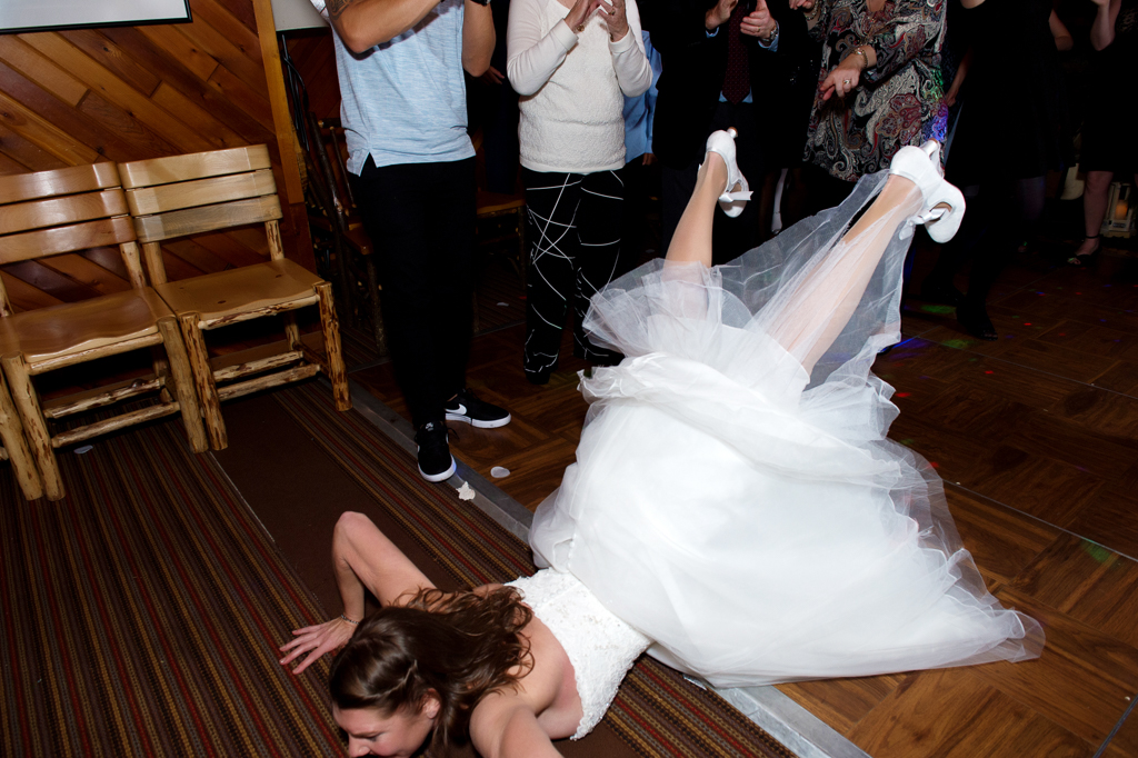 the bride does the worm dance in her wedding dress