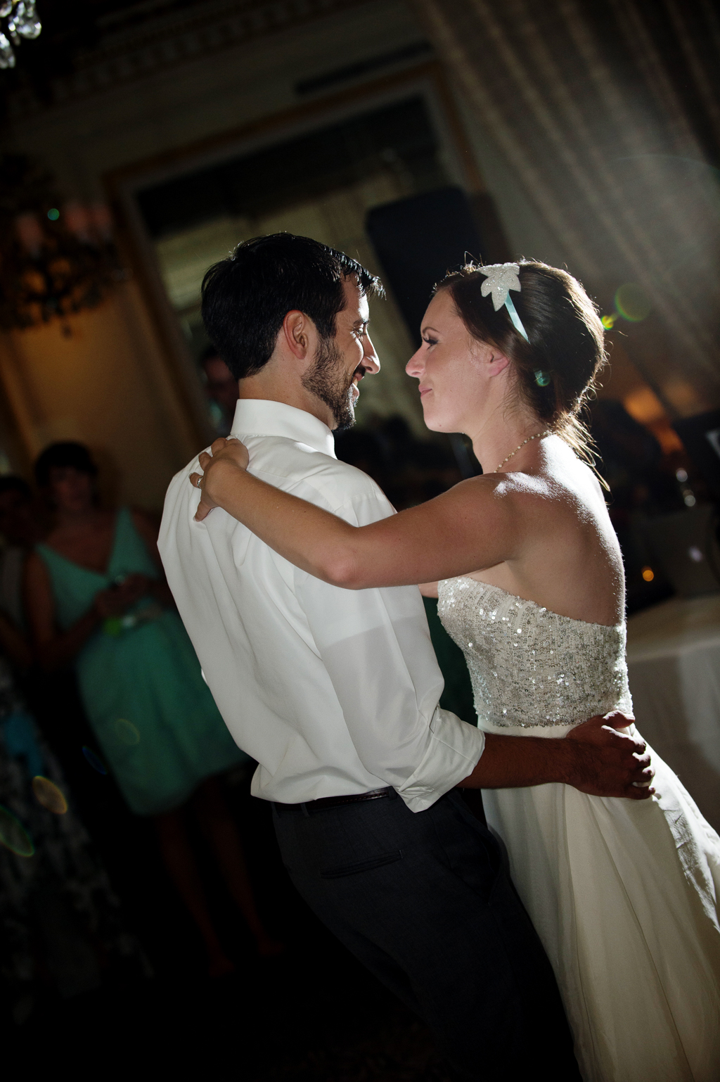 bride and groom first dance at hotel deluxe