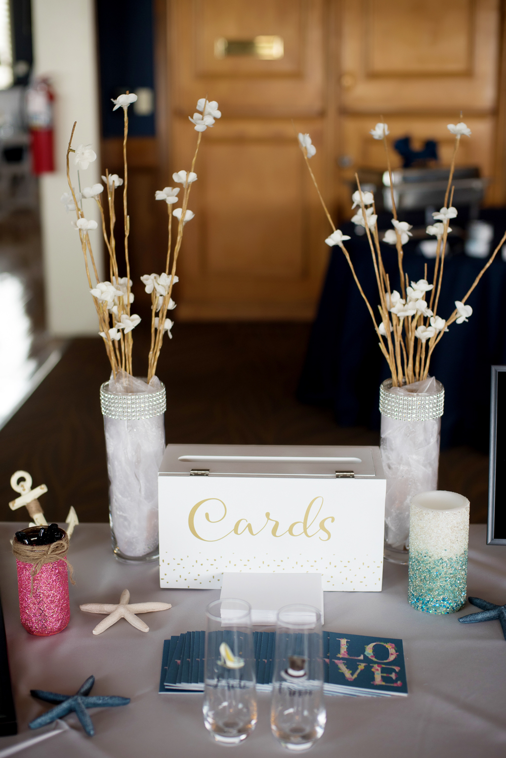 decorated wedding entrance table 