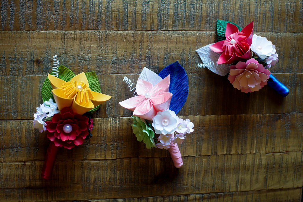 paper flower wedding boutonnieres