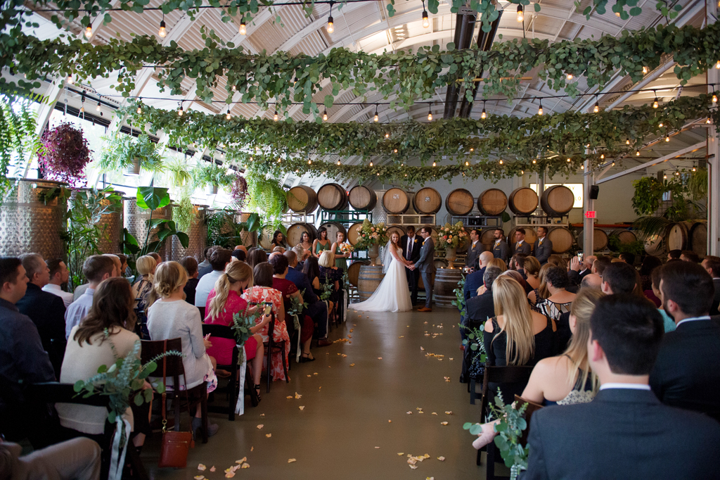 a wedding ceremony inside coopers hall