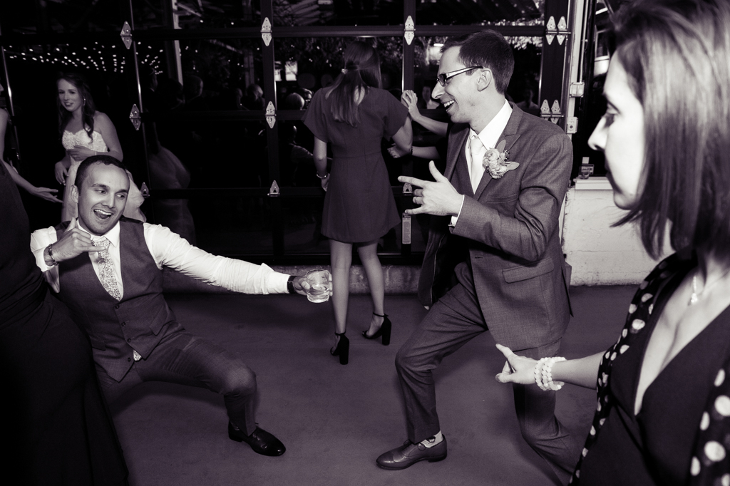 groom dances crazy at wedding reception